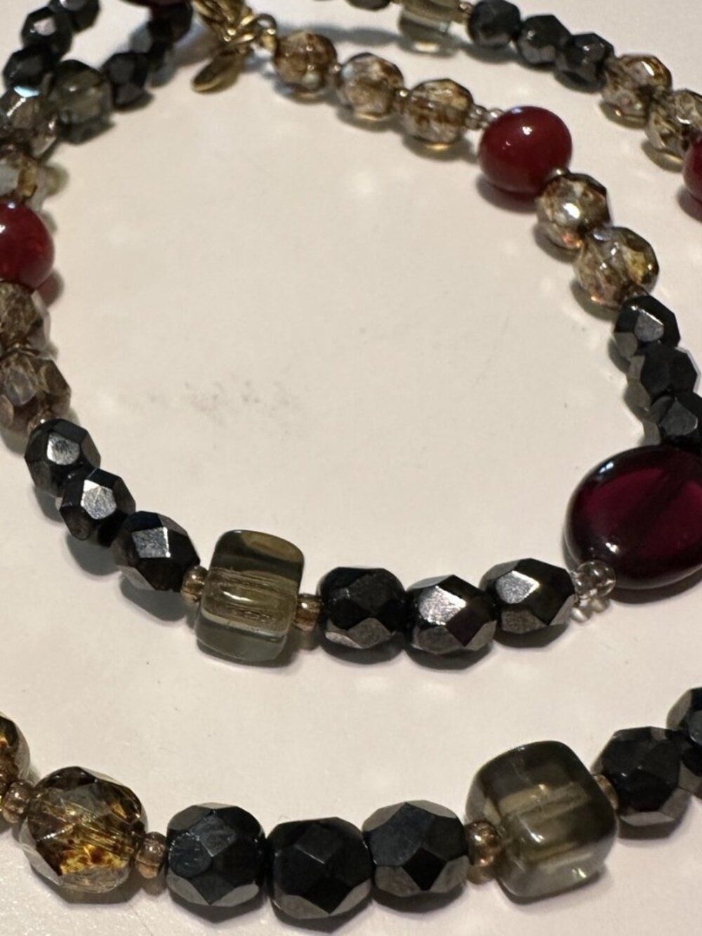 Vintage Premier Designs Margo retired Multifaceted  bead necklace 18" Boho